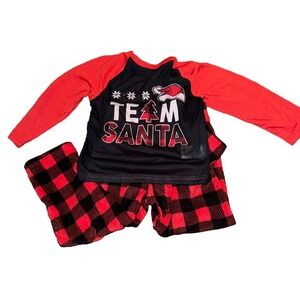 Pajamas Santa Christmas Red Plaid 2 pc Top Pants Jammies for Families Kids sz 4